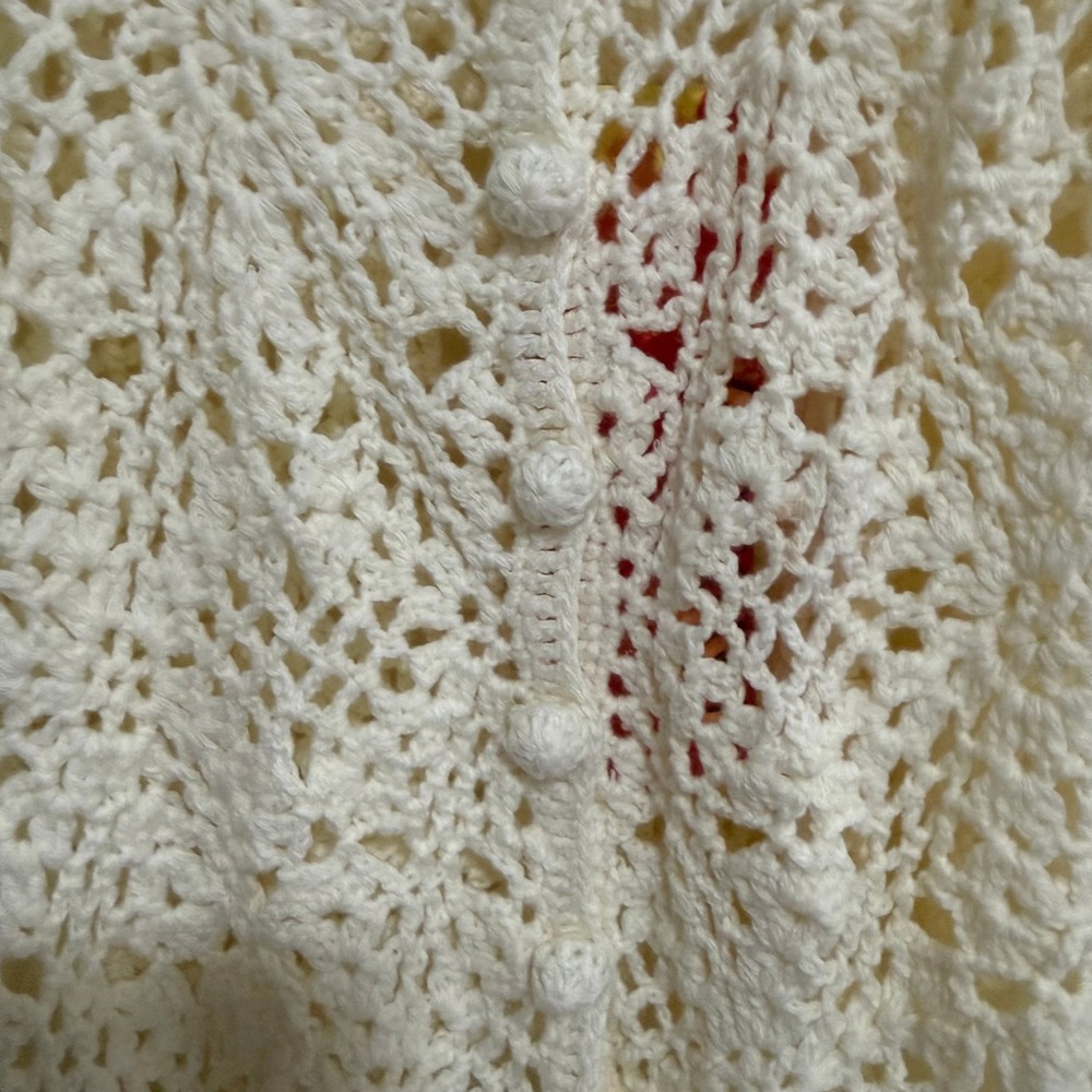 Cream Crochet‎ Lace Peplum Camisole Tank Top Boho Spaghetti Strap Size 10 - Picture 5 of 9